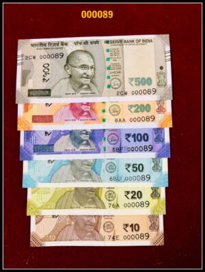 10 Rs to 500 Rs  New Design low digit number 000089 6 note set