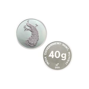 Peacock pure silver 40 gems coin